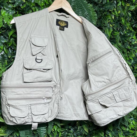 WHITE RIVER Jacket Vest Men Medium Tan Fishing Tactical Safari Utility 2603 - Picture 7 of 8